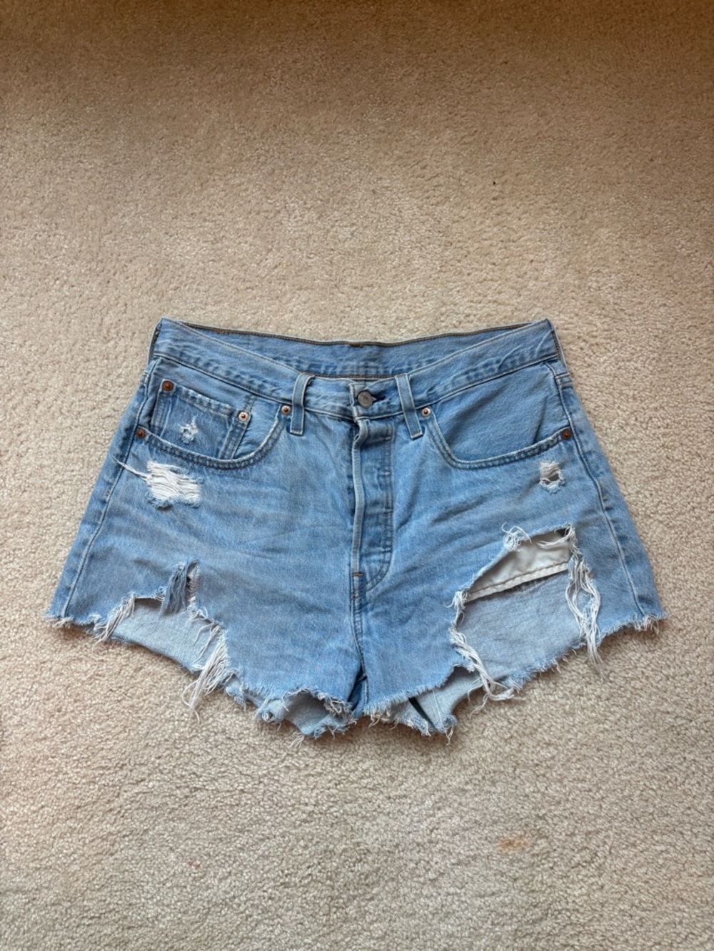 Levi's Light Blue Distressed Cutoff Denim Shorts Vintage
